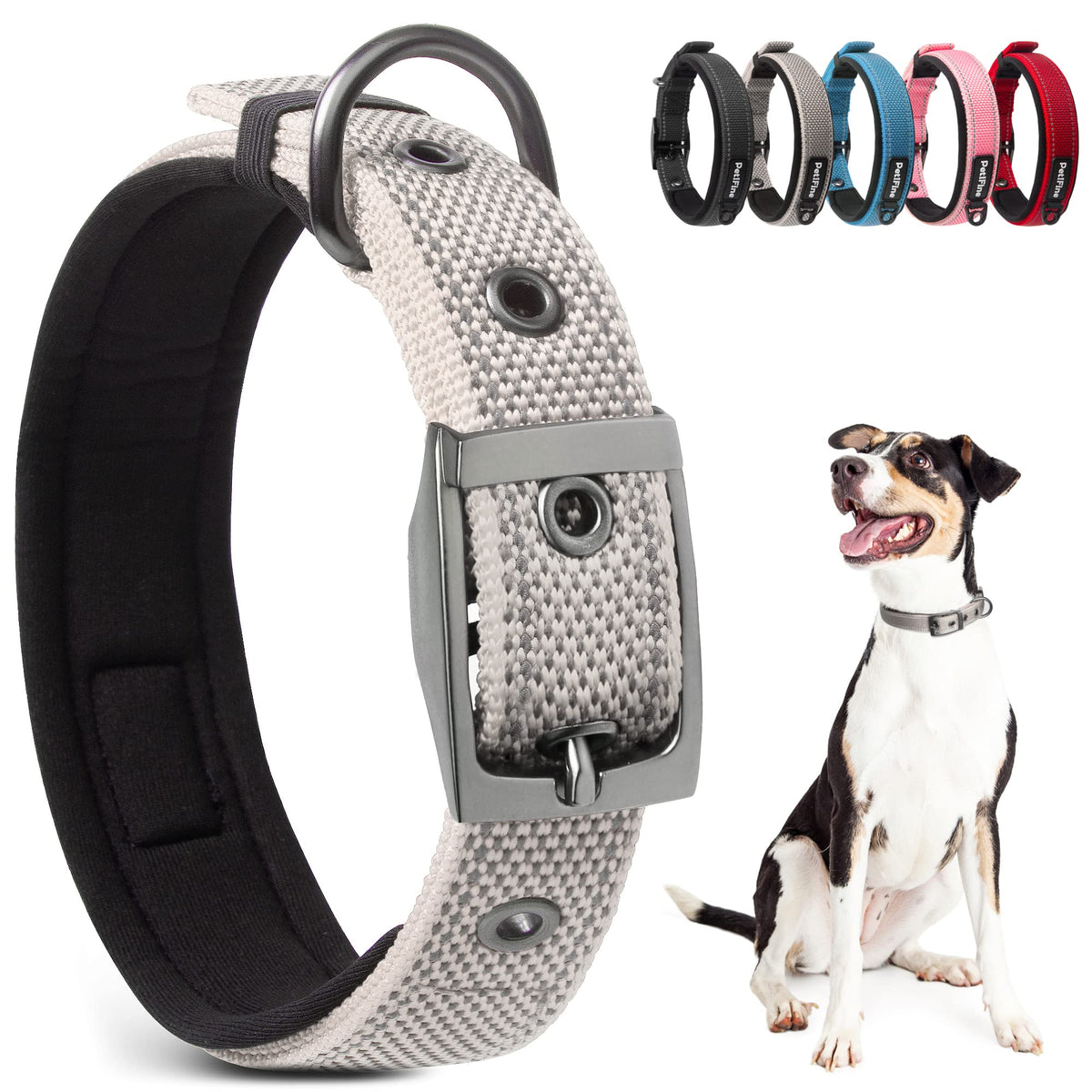 PetiFine collar para perro pequeño con cierre metálico, opción segura para paseos diarios.