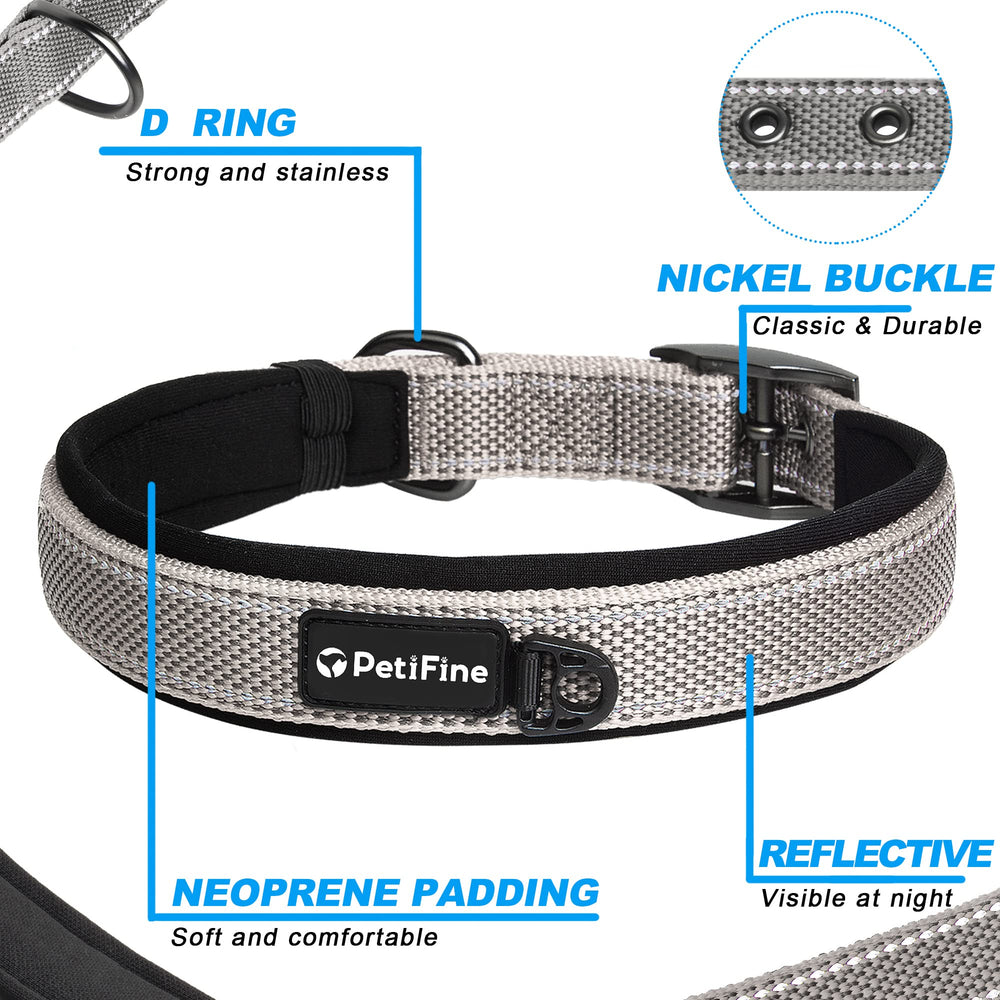 PetiFine collar reflectivo 360 mejora la visibilidad durante paseos nocturnos.