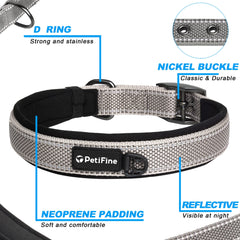 PetiFine collar reflectivo 360 mejora la visibilidad durante paseos nocturnos.