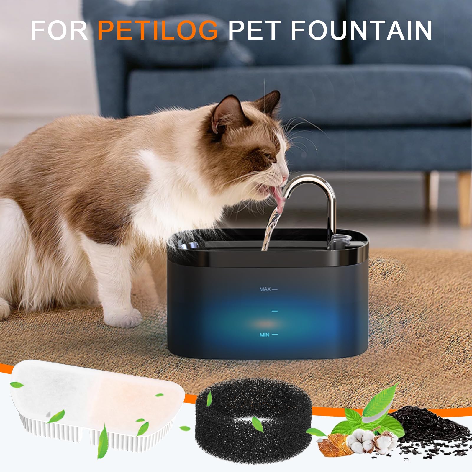 Petilog esponjas-filtracion-bebedero-gato-84oz: mayor higiene al beber para tu mascota