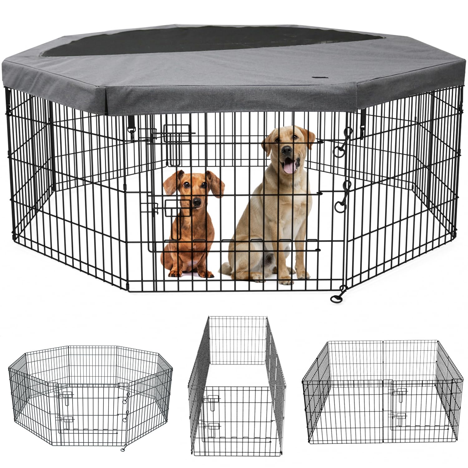 PETIME corral plegable de 8 paneles, frente: seguridad y visibilidad para perros.