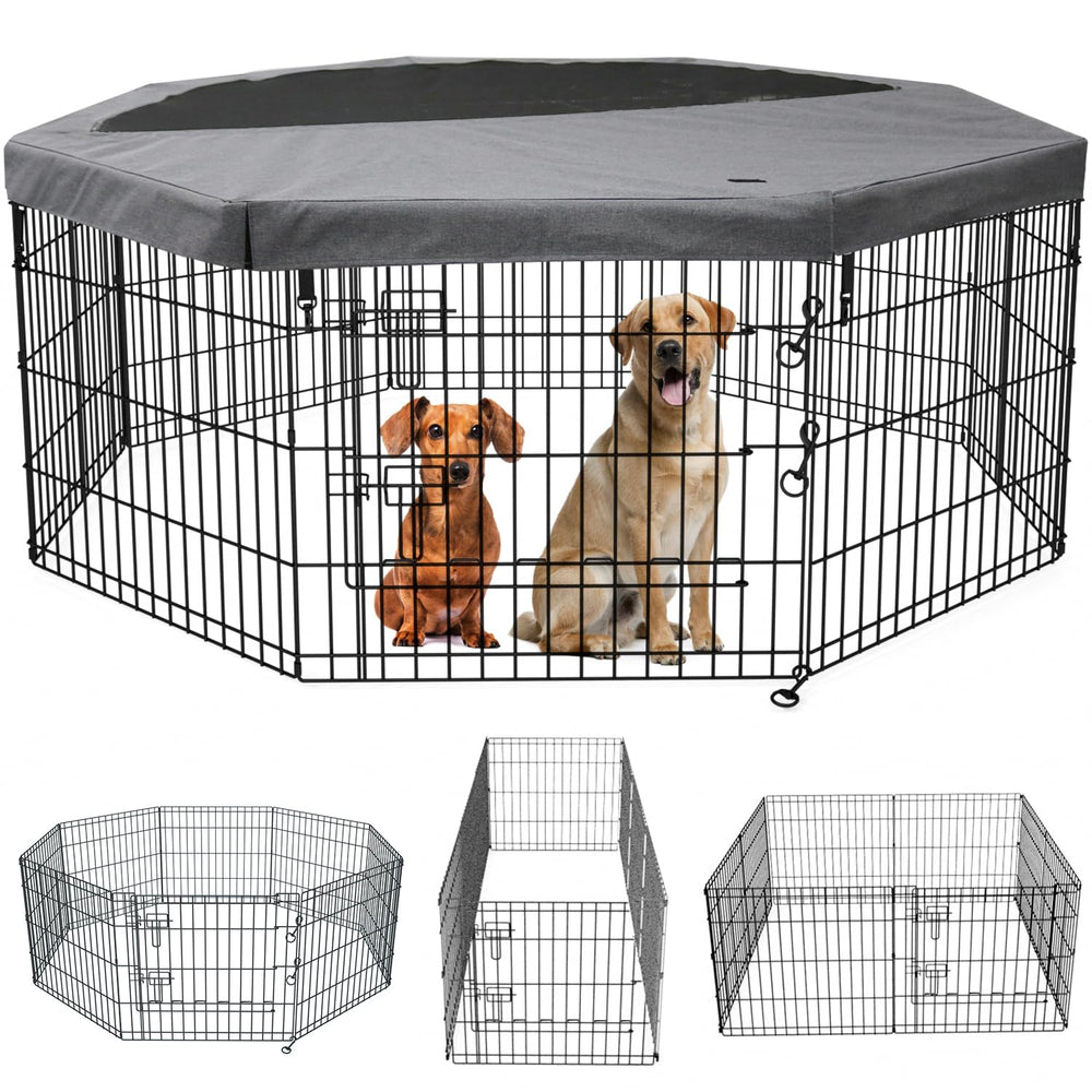 PETIME jaula plegable para perros 8 paneles 24 por 24 con tapa
