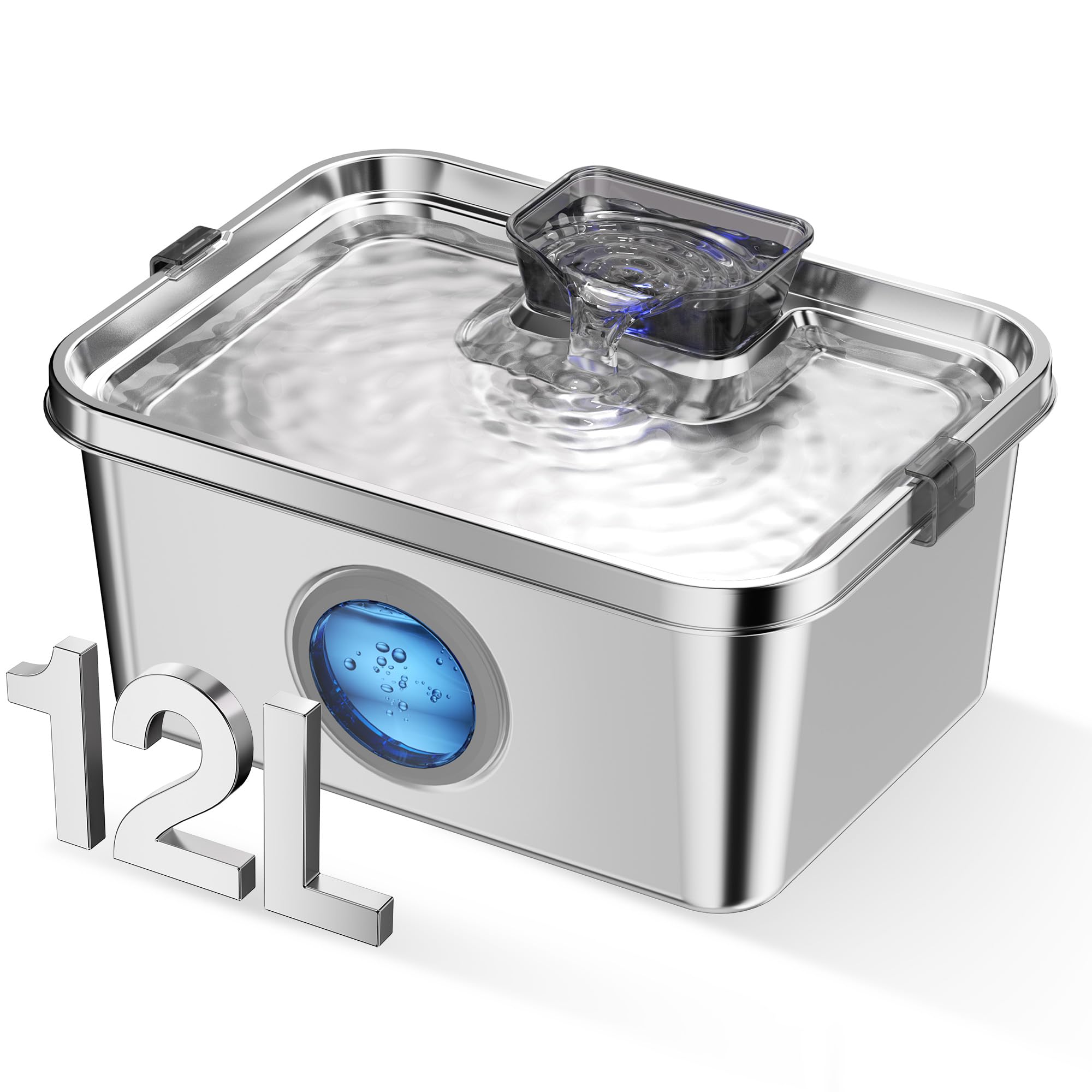 PETIMI fuente de agua para perros en acero inoxidable 304, duradera y segura.
