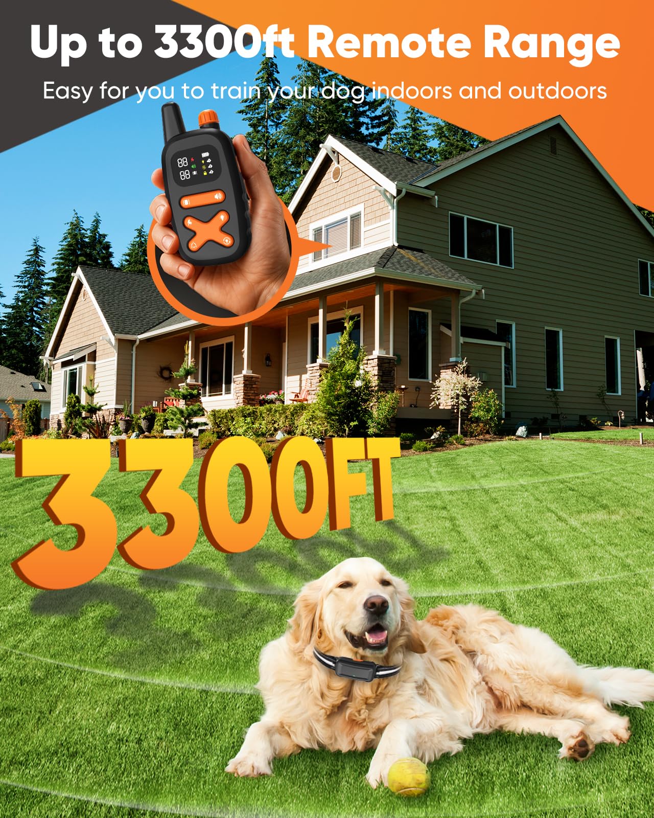 PETINBOX alcance de 3300ft para recall confiable en parques y áreas abiertas.