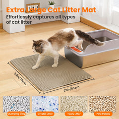 Alfombra Petinstinct doble capa con panal atrapa litter y facilita la limpieza.