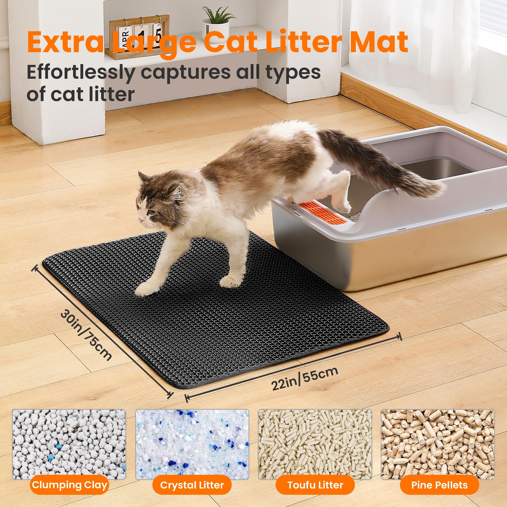 Petinstinct alfombrilla con estructura de panal doble para retener arena.