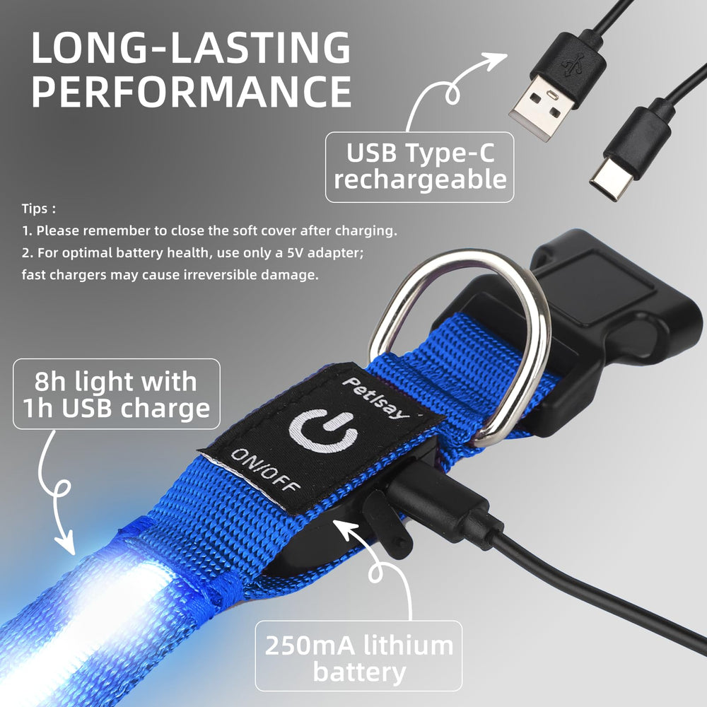 PetIsay collar LED flexible con ajuste total y comodidad.