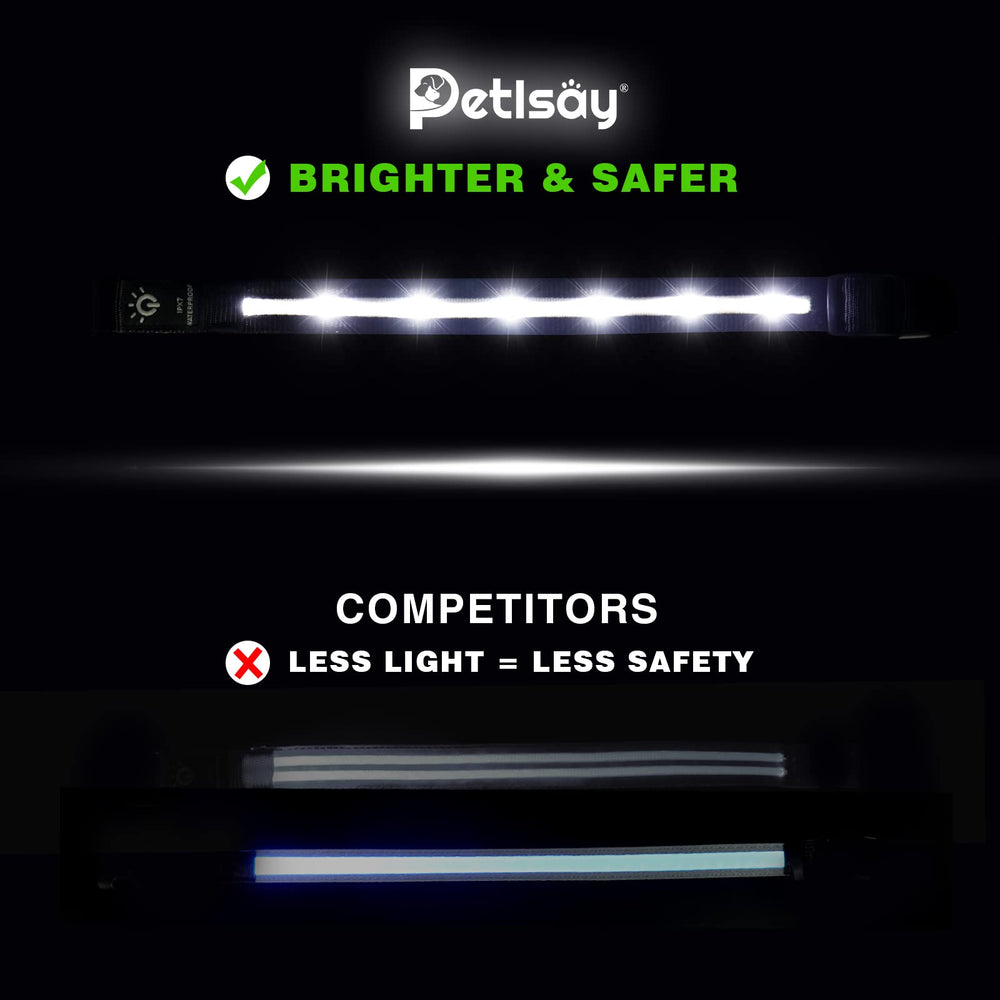 PetIsay collar LED brillante, impermeable para lluvia y duchas.