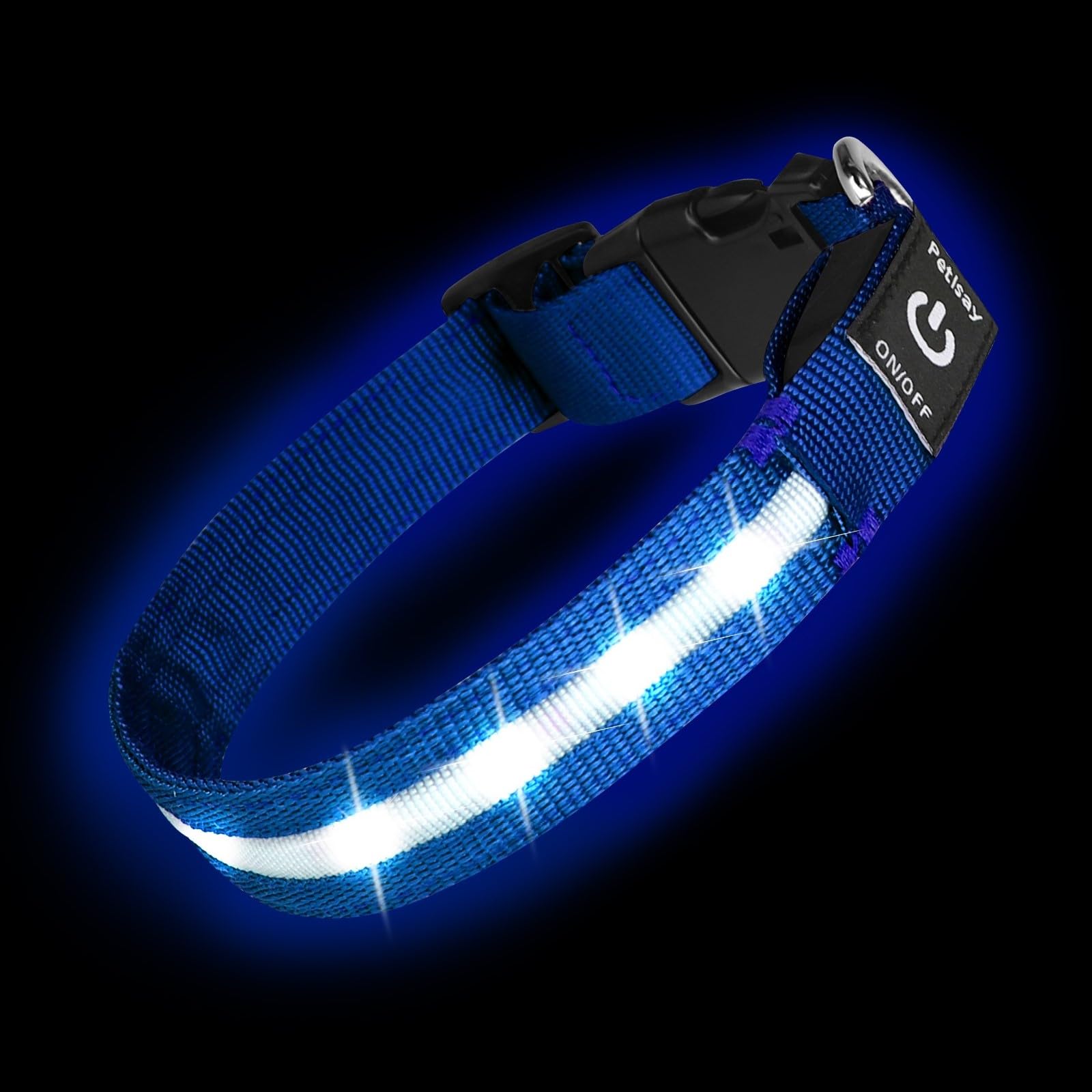 PetIsay collar con diodos luminosos de alto brillo para paseos nocturnos.