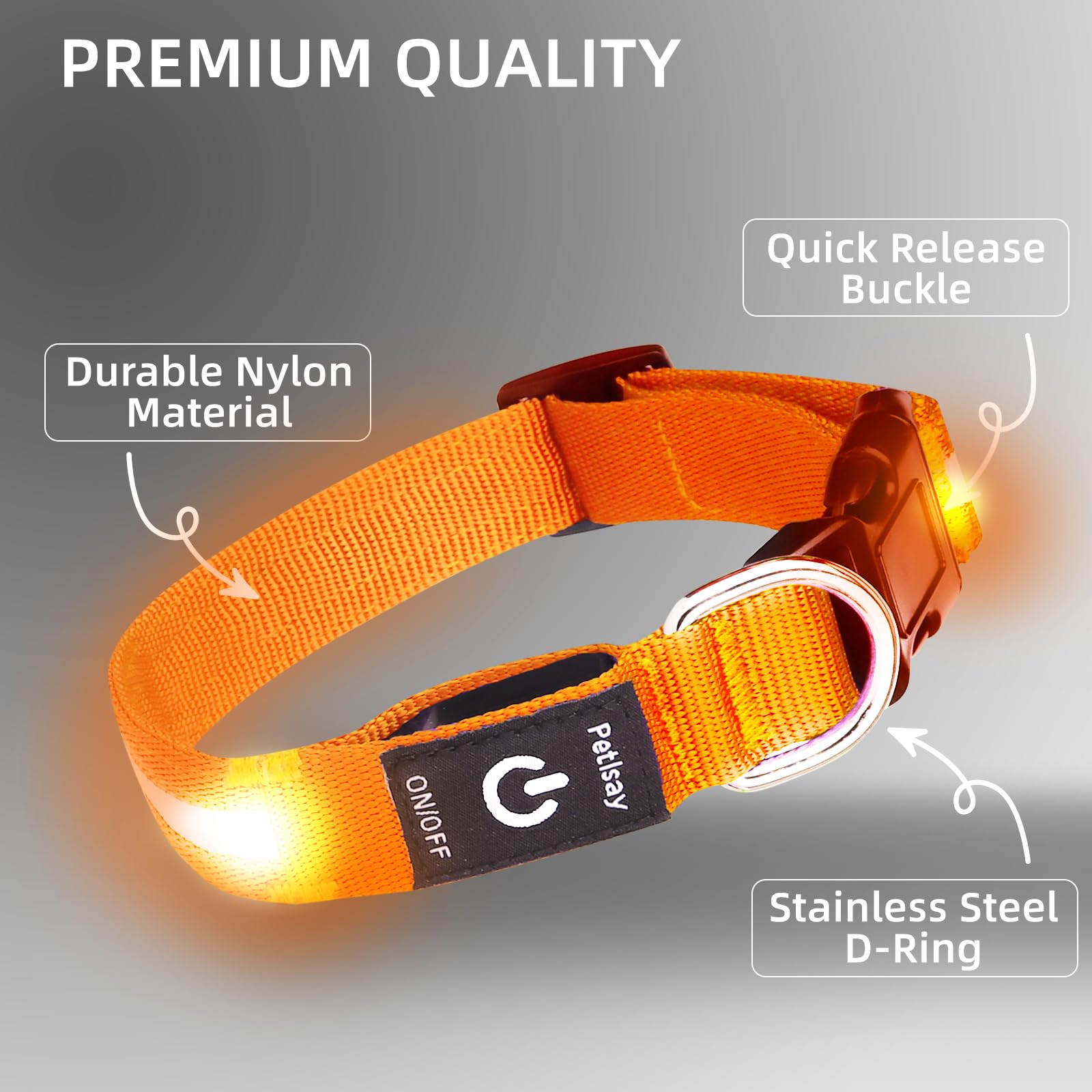 PetIsay collar LED con cierre duradero para uso diario.