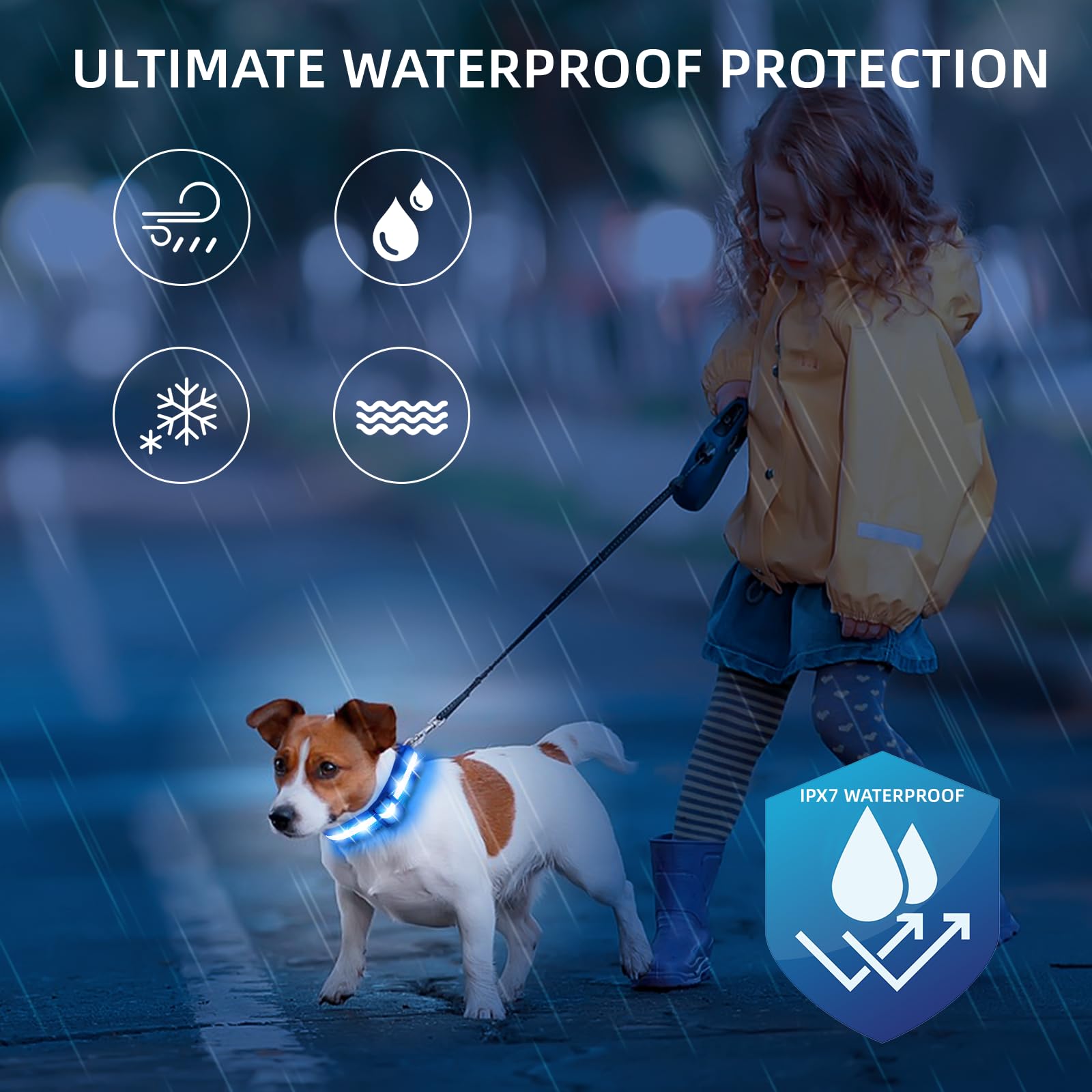PetIsay collar resistente al agua para lluvia, charcos o duchas.
