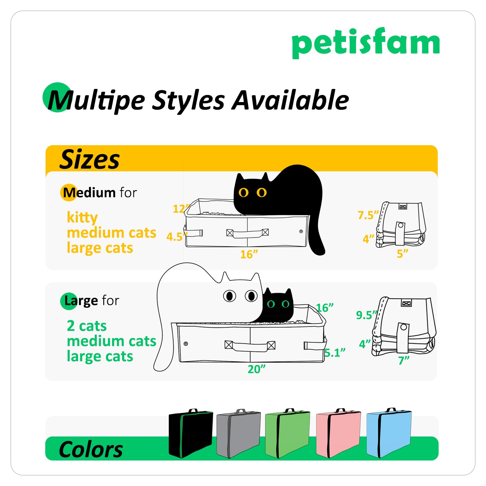 Petisfam bandeja portátil para varios gatos, diseño práctico y limpio.