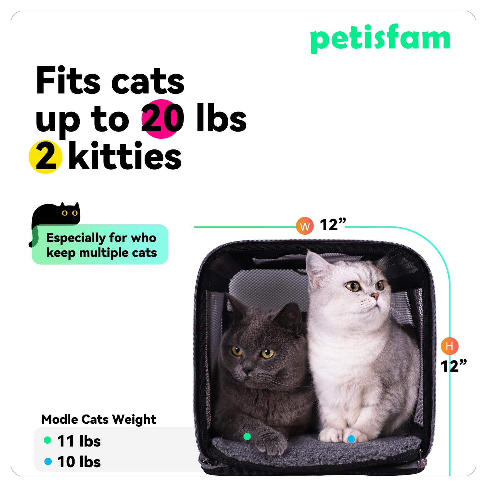 Petisfam bolsa transporte con cierre anti-escape para mayor seguridad.
