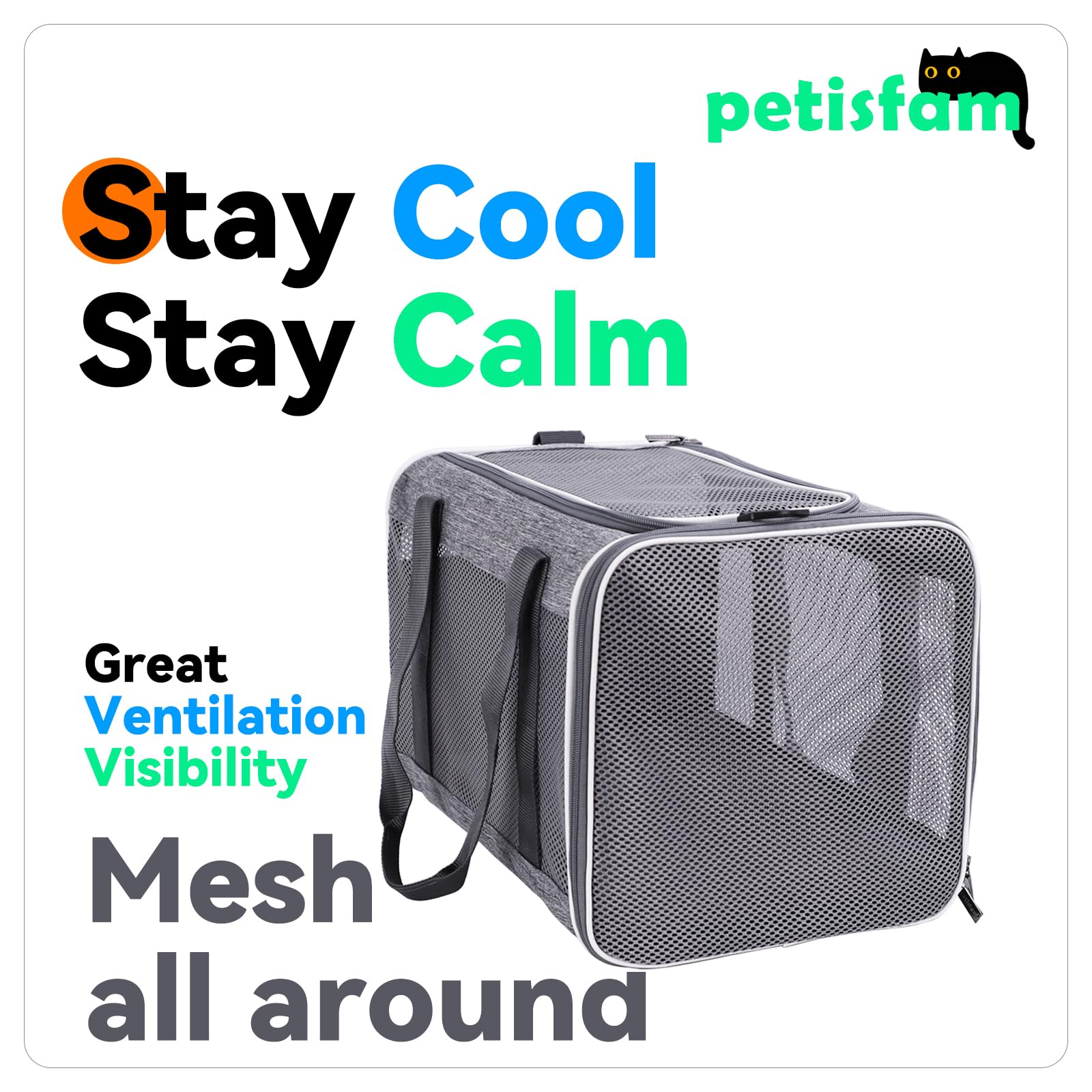 Petisfam bolsa transporte interior lavable, limpieza rápida tras el viaje.