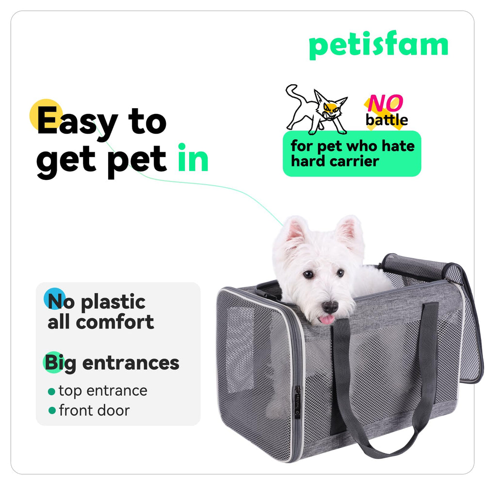 Petisfam bolsa transportadora suave para perros pequeños, opción ligera para paseos.