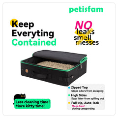 Petisfam incluye raspador de arena y cuenco plegable para limpiar y comer en ruta