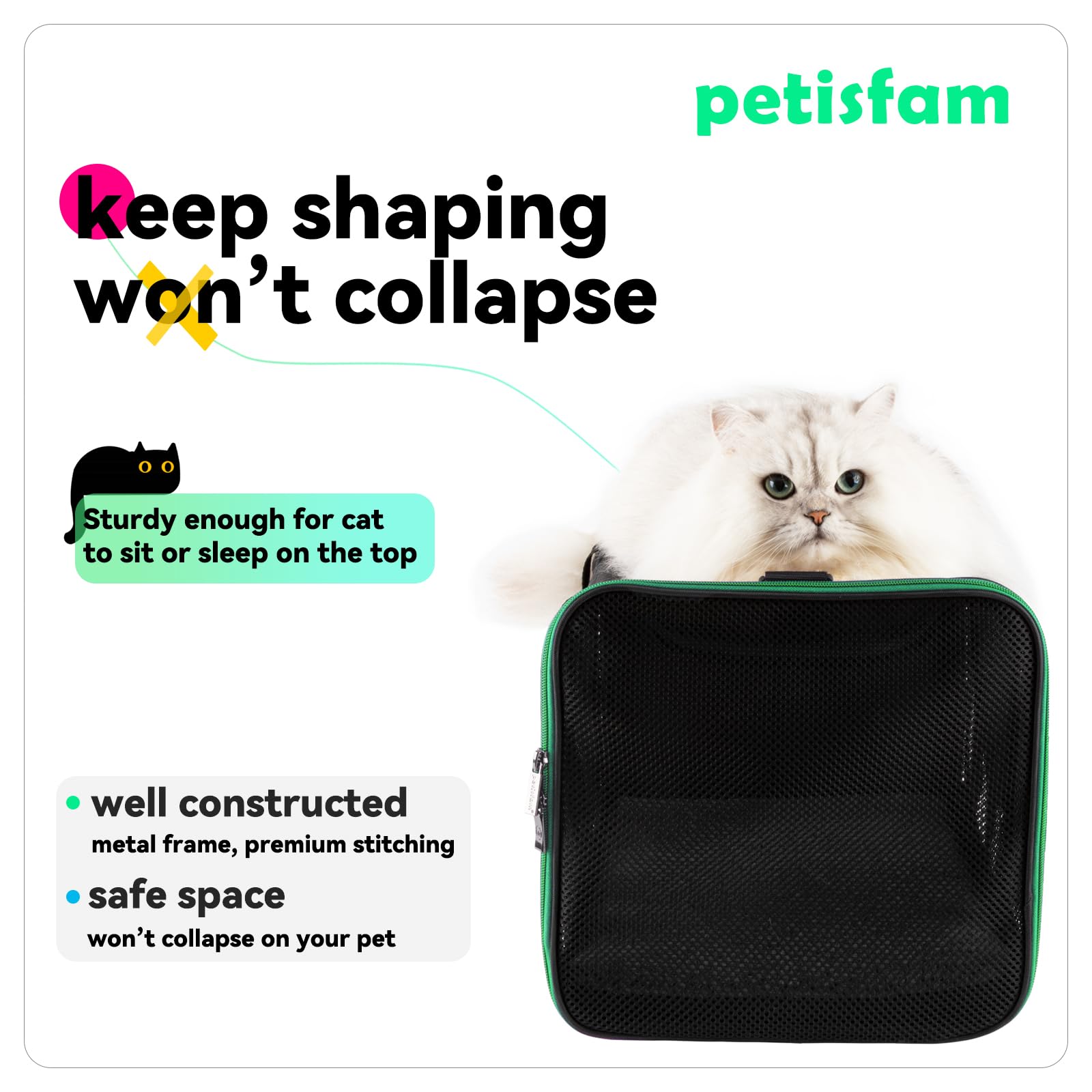 Petisfam transportín, tela rip-stop de doble grosor para mayor durabilidad