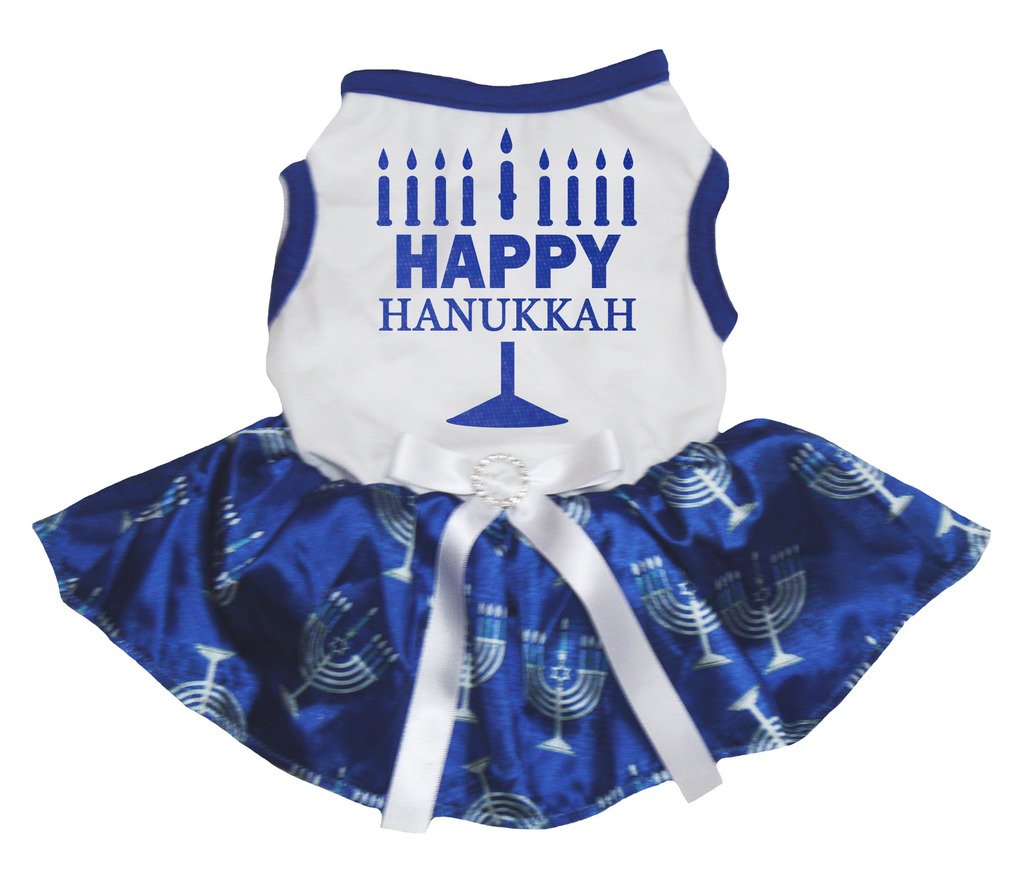 Petitebella Happy Hanukkah Puppy Dress, vestido festivo para perros, ideal para celebraciones.