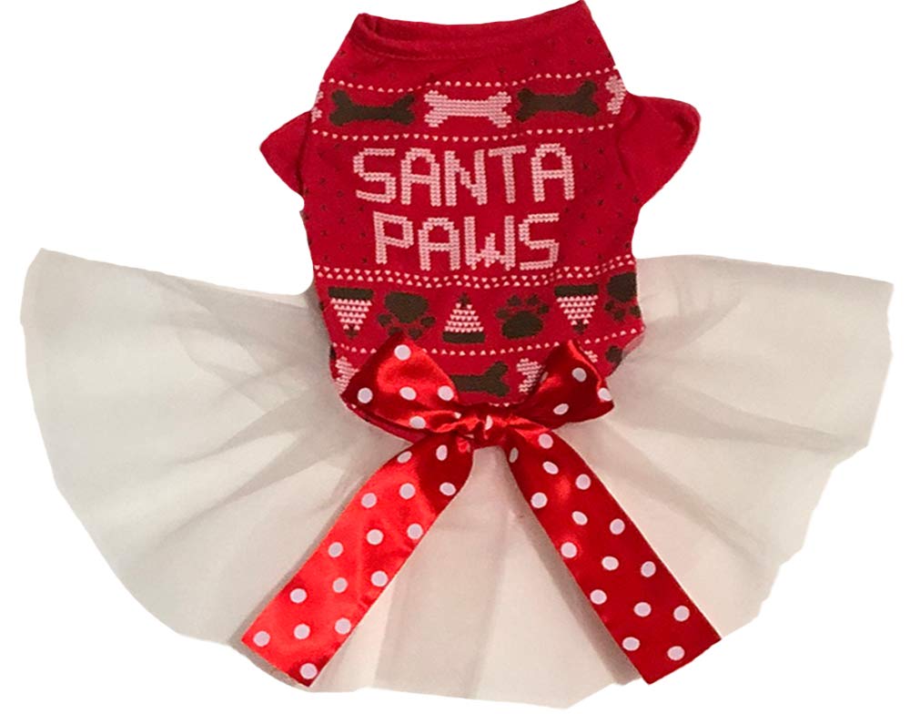 Vestido navideño Petitebella para perro Santa rojo, cómodo para fiestas y sesiones fotográficas