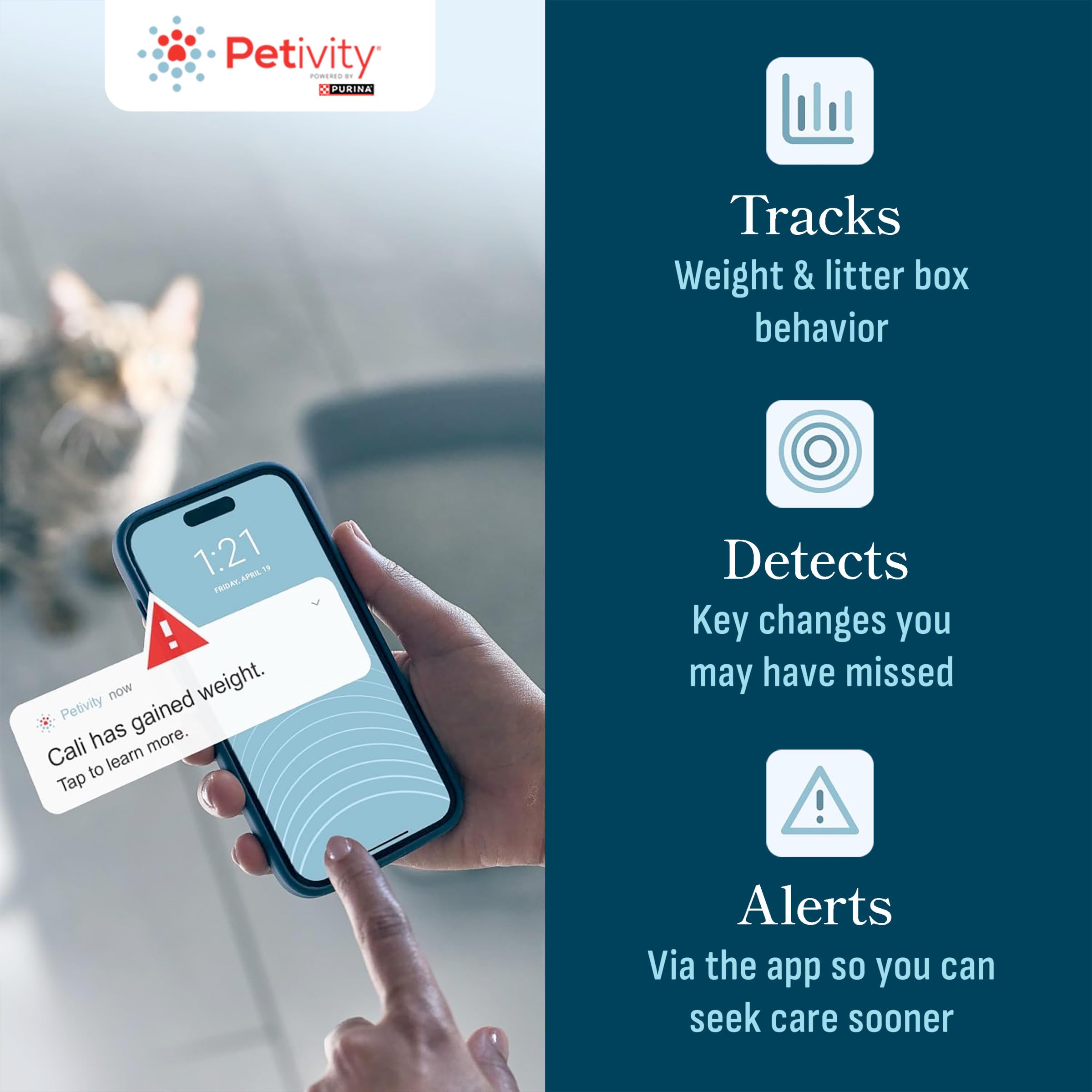 Petivity: alertas IA para cambios de peso y hábitos que requieren revisión.