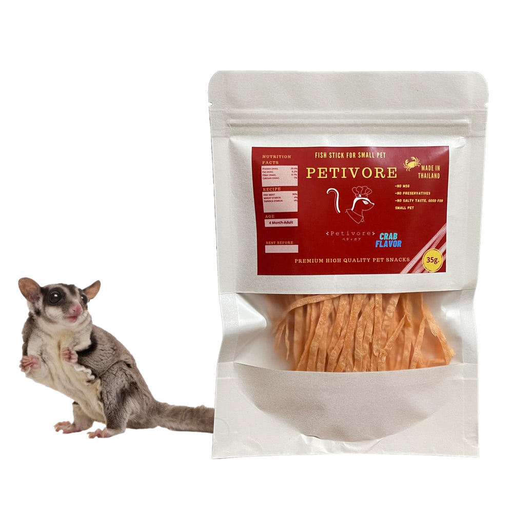 PETIVORE Sabor cangrejo y pescado real, recompensa deliciosa para mascotas pequeñas.
