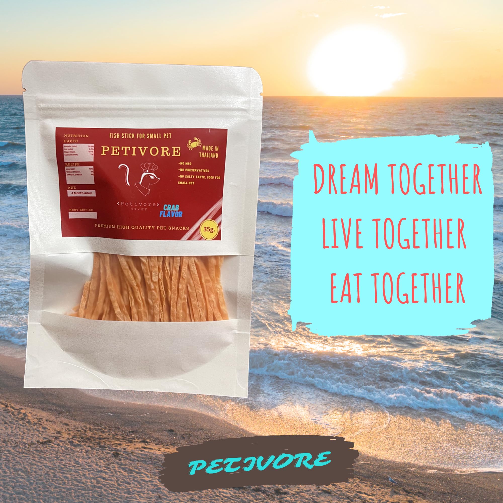 PETIVORE Snack de pescado premium, textura atractiva para masticar a diario.