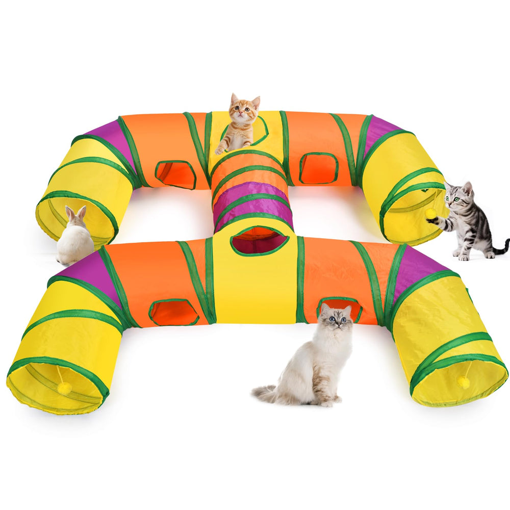 Petizer tunel gato 4 vías interior, ideal para juego y descanso.