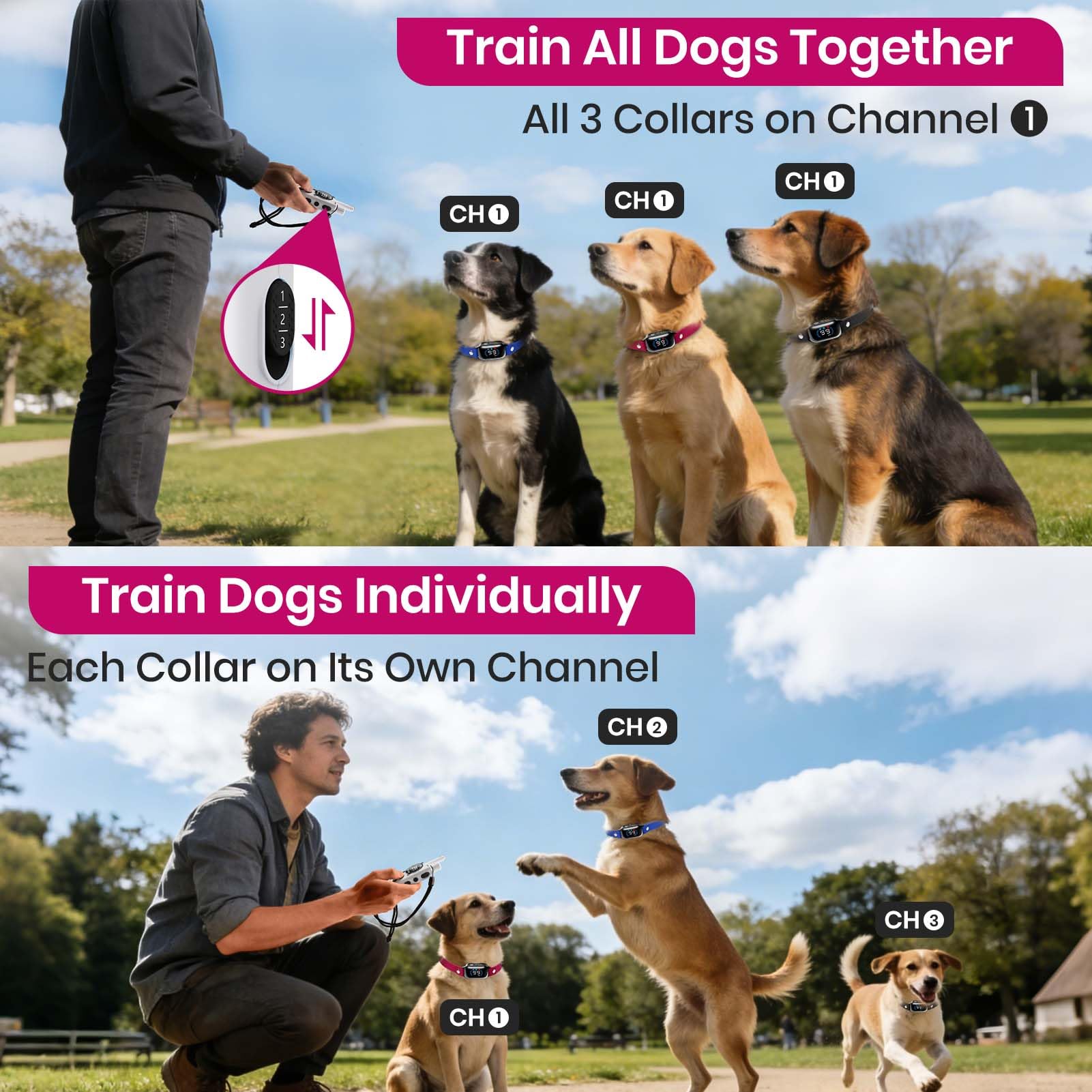 PetJoy modo bloqueo de choque con tono y vibración para entrenamiento seguro