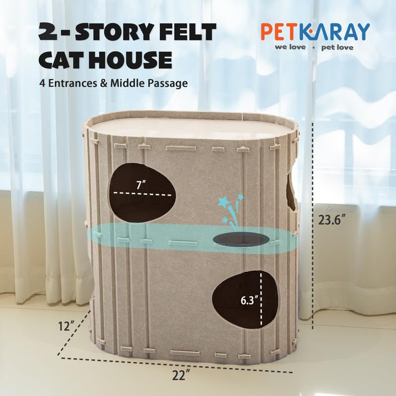 PETKARAY cueva-cama para gatos gris, refugio cómodo para varias mascotas