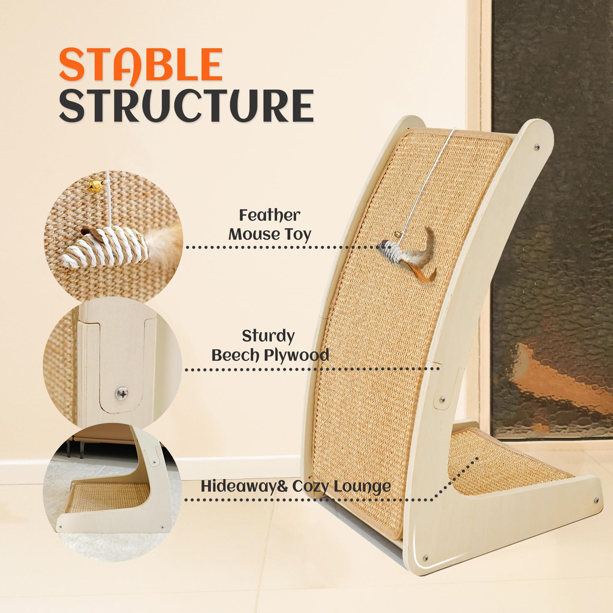 PETKARAY dos paneles de sisal, superficie duradera para rascar.