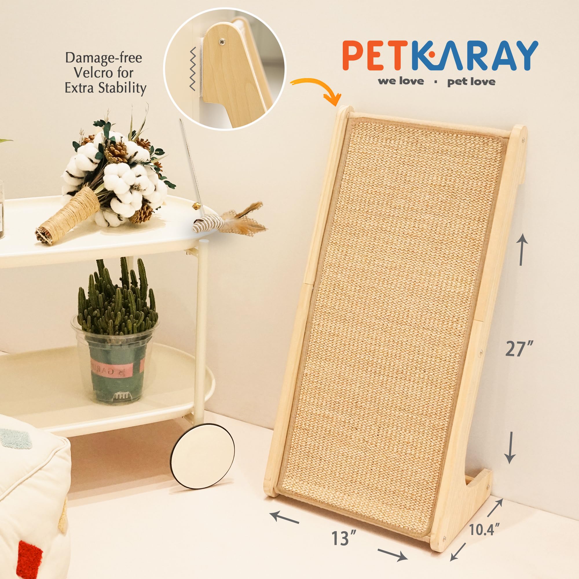 PETKARAY estructura de madera estable y duradera para uso diario.
