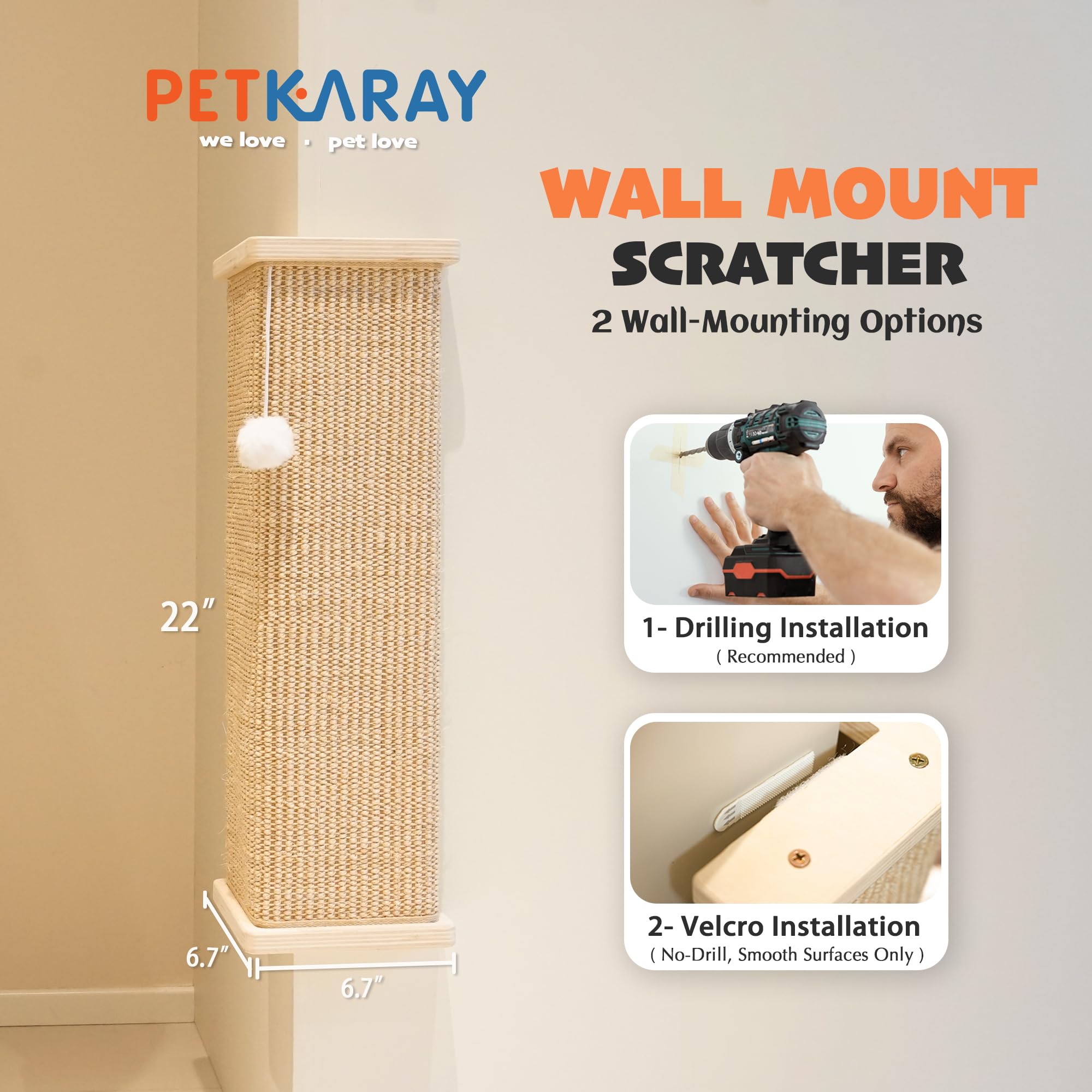 PETKARAY instalación mural fácil con hardware incluido.