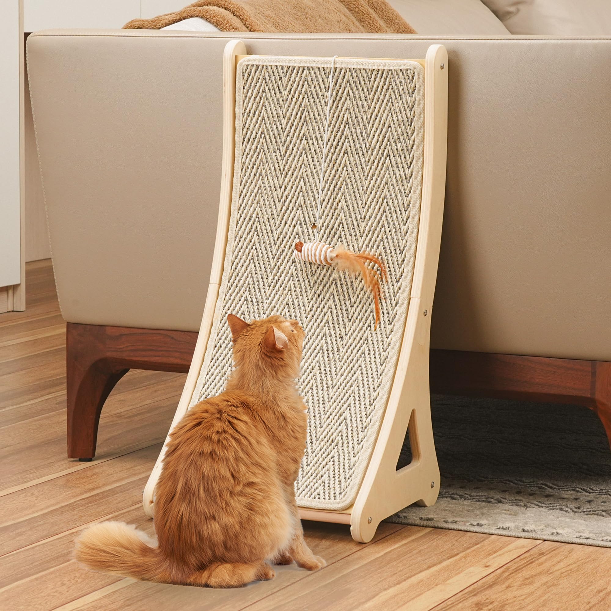 PETKARAY rascador curvo para gatos con sisal, ideal para arañar sin dañar muebles.