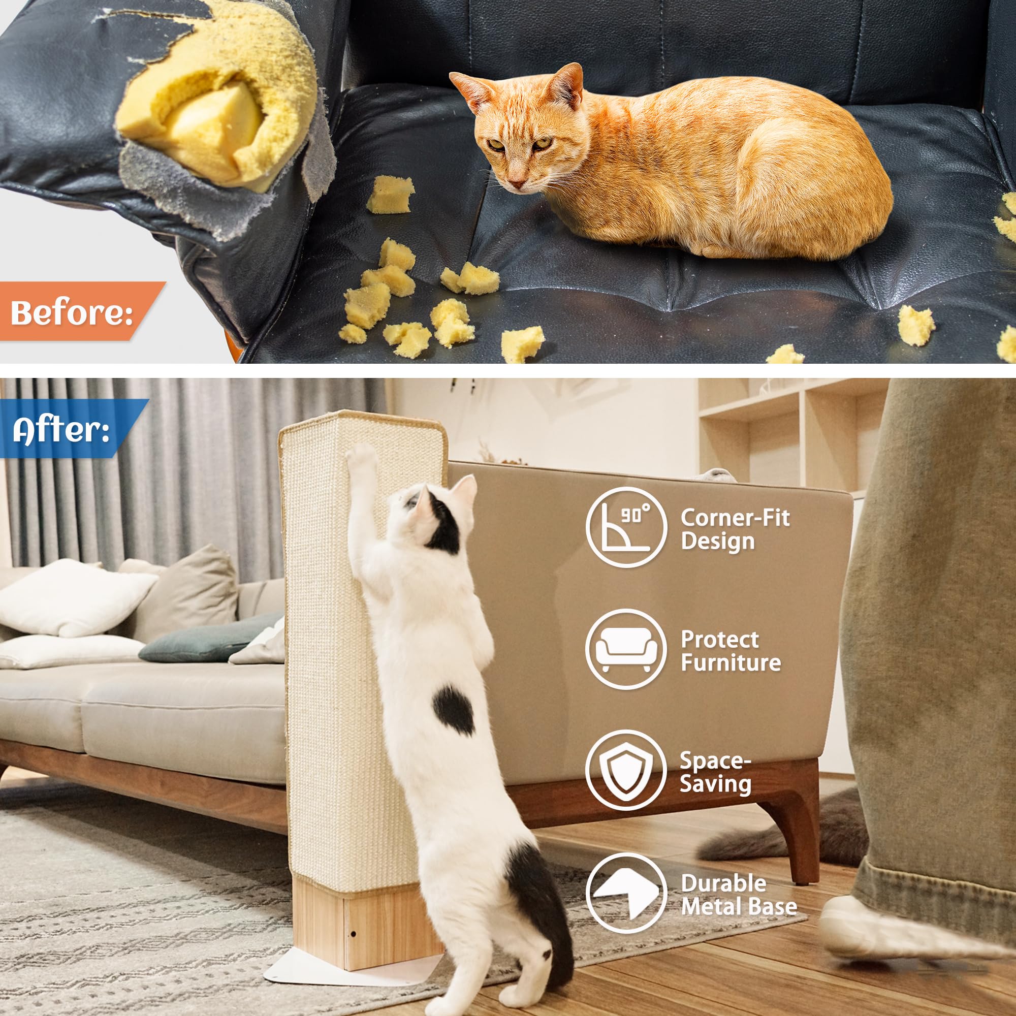 PETKARAY rascador duradero de fibra de sisal protege muebles.