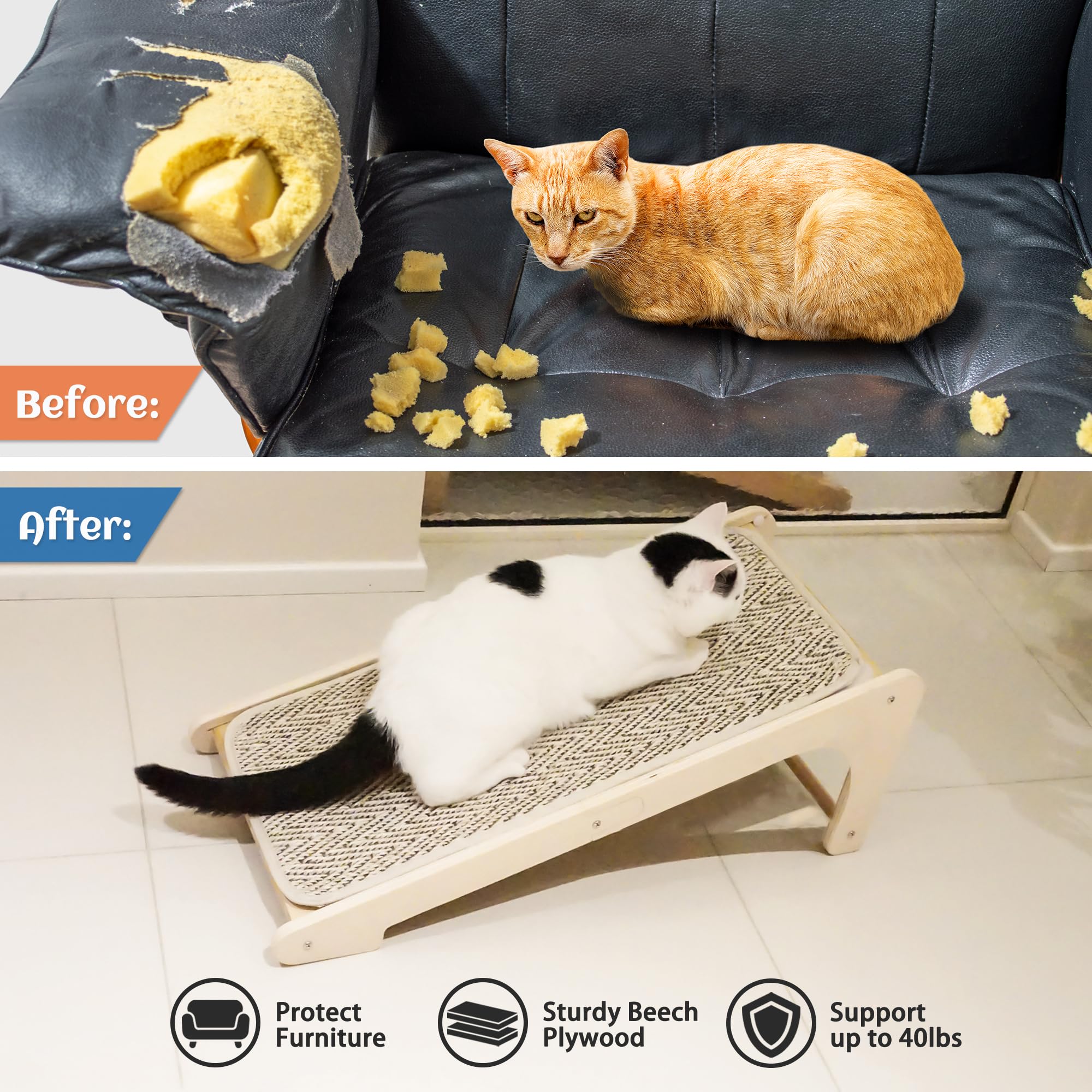 PETKARAY rascador para gatos montado en pared con velcro.