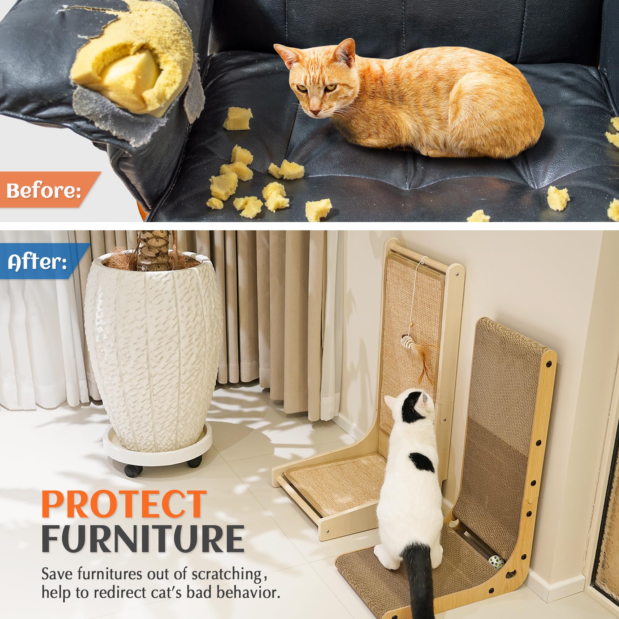 Rascador de sisal duradero para uso diario y protección de muebles.