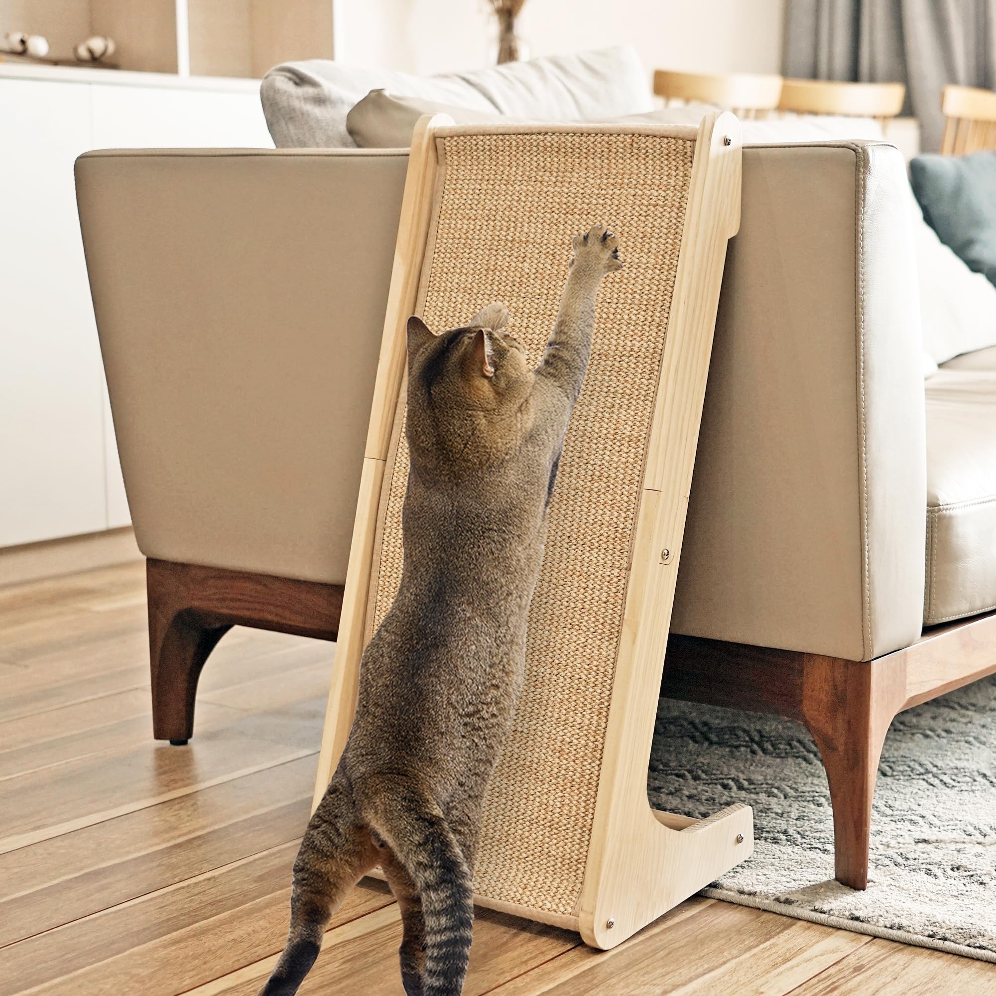 PETKARAY rampa de rasguño de sisal en L para gatos, protege muebles.