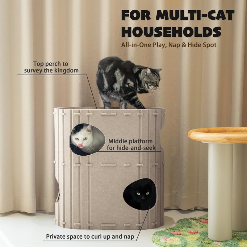 PETKARAY tunel-fieltro para gatos, fomenta juego y exploración en familia