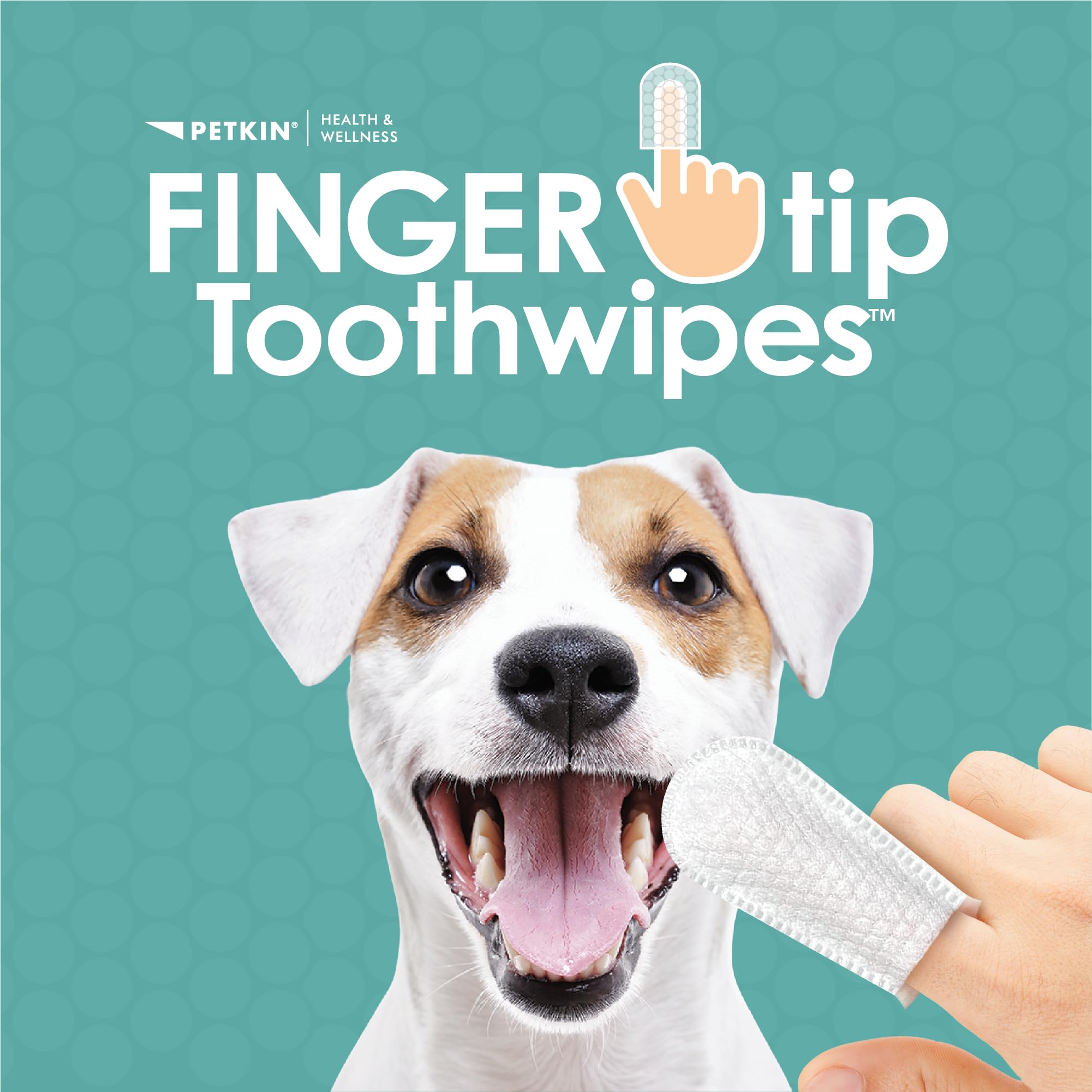 Dedo con ajuste ergonómico de Petkin Fingertip Tooth Wipes para uso cómodo.