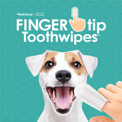 Dedo con ajuste ergonómico de Petkin Fingertip Tooth Wipes para uso cómodo.