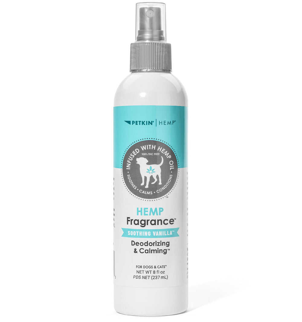 Petkin fragancia de cáñamo, botella de 8 oz, para perfumar el pelaje.