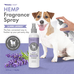 Petkin fragancia cáñamo con lavanda, aroma calmante para mascotas.