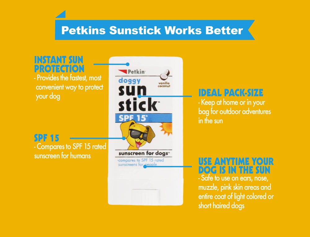 Petkin Sunstick en orejas, cuidado cómodo para áreas expuestas.