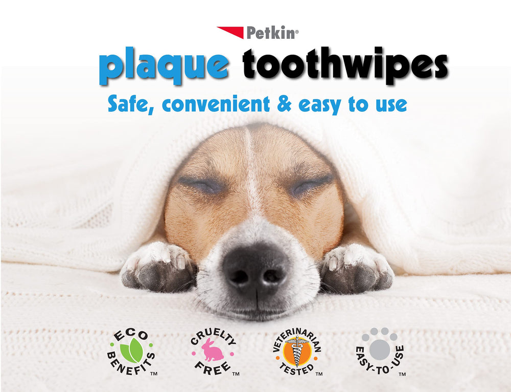 Petkin toallitas dentales limpieza dientes gengivas y encías, ayuda diaria.