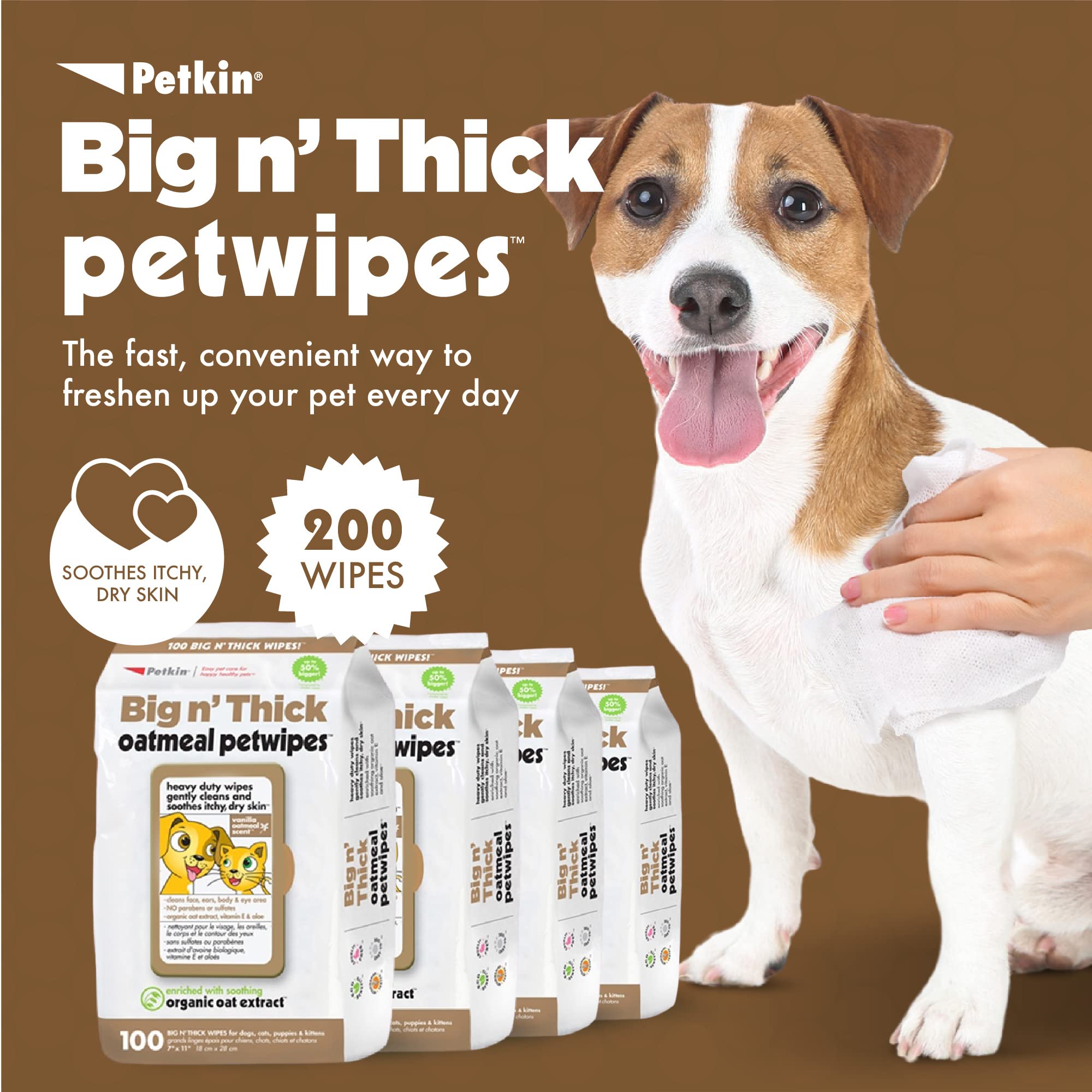 Petkin toallitas avena - limpieza facial suave para tu mascota