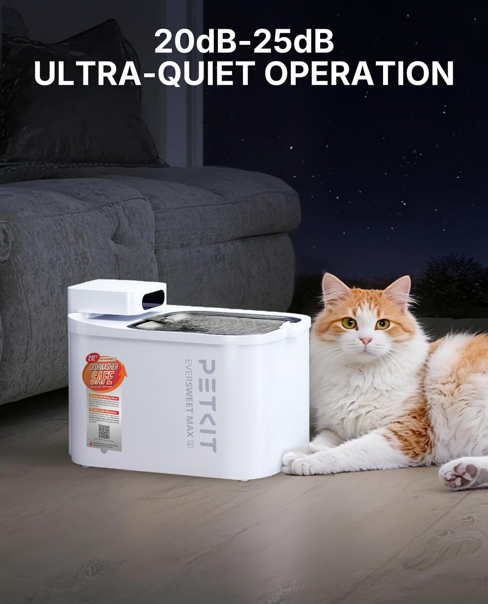 Bandeja de acero inoxidable PETKIT para beber sin manchas y fácil limpieza.