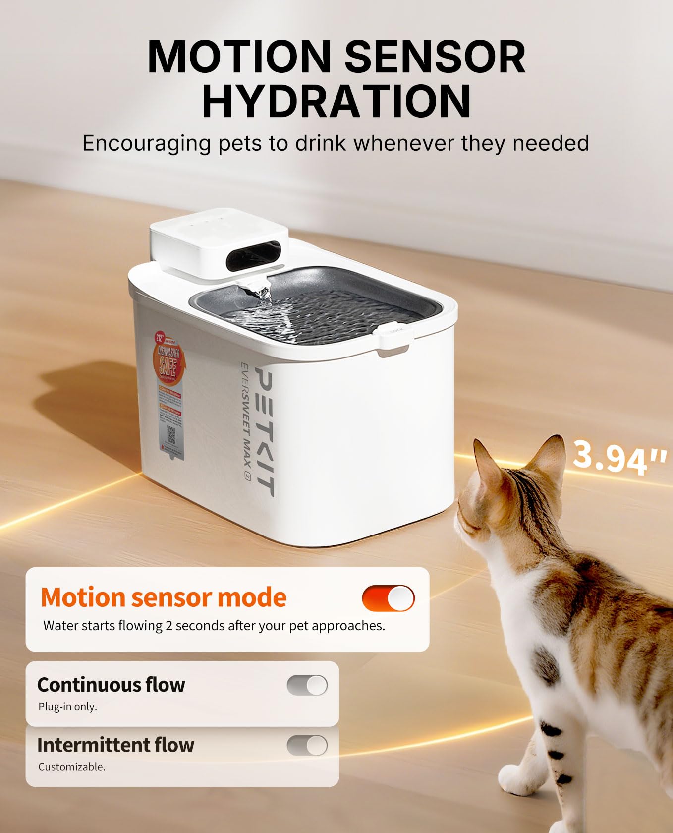 Bebedero PETKIT con control desde la aplicación facilita el seguimiento de la hidratación.