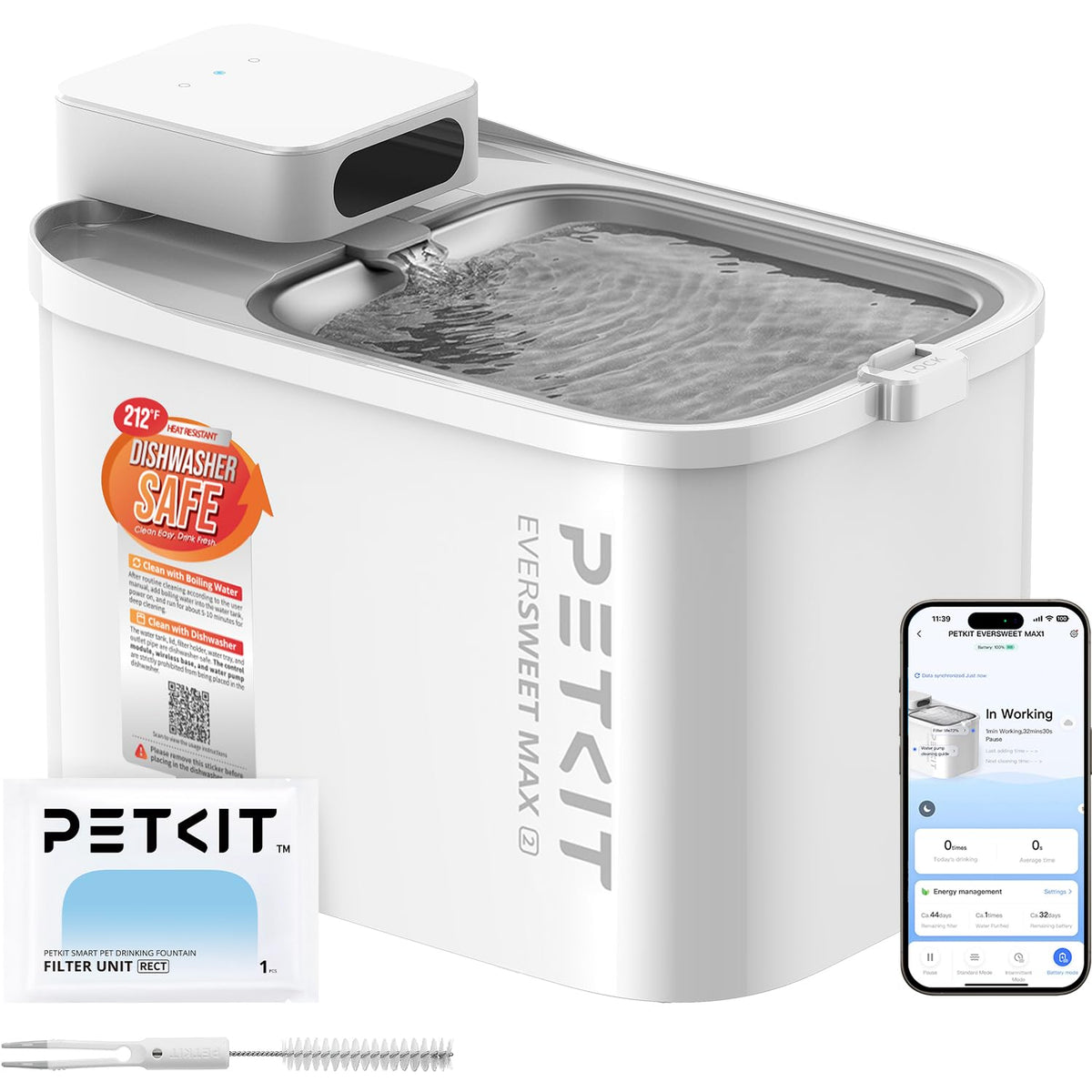 Bebedero PETKIT sin cables para gatos, libertad de colocación en cualquier habitación.