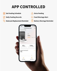PETKIT capacidad tres litros para almacenar comida y reducir recargas.