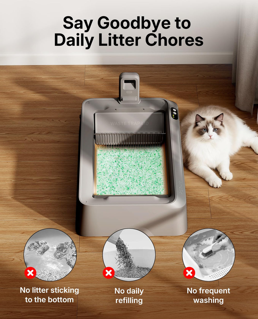 PETKIT Crystal Litter: duración de 30 días para menos cambios y mantenimiento.